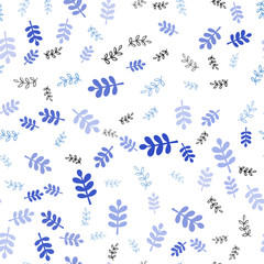 Light Pink, Blue vector seamless doodle background with leaves, branches.