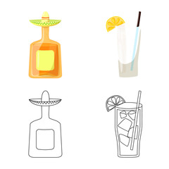 Vector illustration of cafe and Latin icon. Set of cafe and national vector icon for stock.