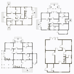 Architectural blueprint in top view background. Vector technical project background illustration
