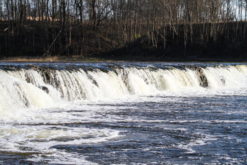 Beautiful countryside view of widest waterfall in Europe - Latvia, Kuldīga.