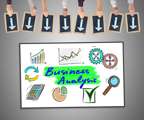 Business analysis concept on a whiteboard