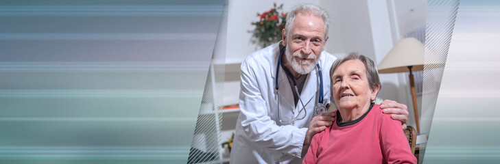 Support of the eldery. panoramic banner