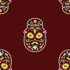 Seamless texture of skulls flower vector image