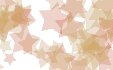 Multicolored translucent stars on a white background. Yellow tones. 3D illustration