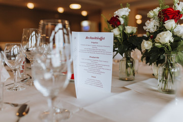 Tischdekoration Hochzeit gedeckter Tisch Namensschild