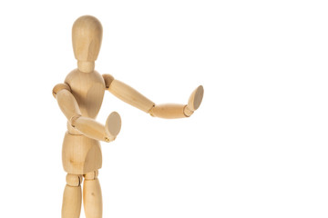 Wooden Figure Making Stop Gesture with Her Hand