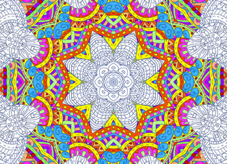 Abstract half-painted outline pattern