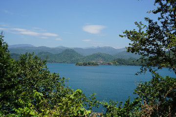 Sri Lanka view on lake and mountains in the inland