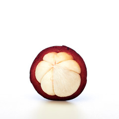 Asian tropical mangosteen fruit on white background