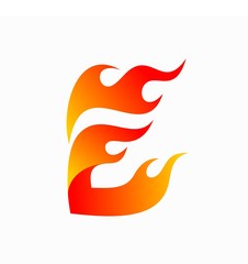 Letter E logo that forms fire