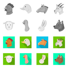 Vector illustration of agriculture and breeding symbol. Set of agriculture and organic  stock symbol for web.