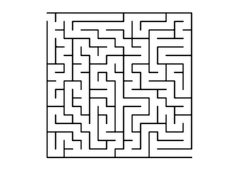 White vector template with a black  maze, puzzle.