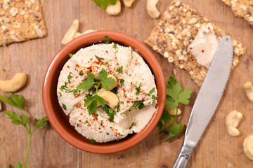 vegan cheese with pecan nut and spice