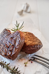 Two prime beef fillet medallions