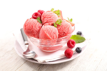 bowl of ice cream and fruit