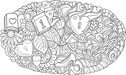 Vector illustration hand drawing of cute doodle ornament zentangtle art new year