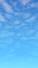 Blue sky background with white clouds. Cumulus white clouds in the clear blue sky in the morning. 3D illustration