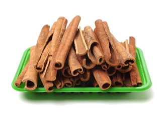 Cinnamon on a white background