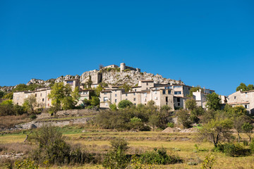 Fototapeta na wymiar View at Trigance village in Provence aera, France