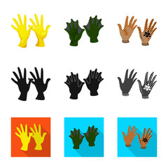 Vector illustration of silhouette and safety logo. Set of silhouette and comfort vector icon for stock.