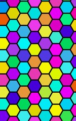 Honeycomb many color, multicolored. Isometric geometry. 3D illustration