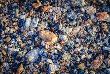 Details of shingle beach of the Red Sea Riviera in Taba small town, Egypt
