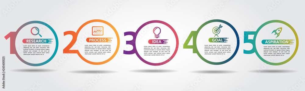 Poster business infographic design template with icons and 5 numbers options or steps. can be used for proc