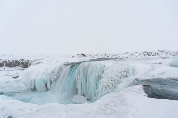 The Icelandic Hrabnabjargafoss in winter - Iceland