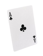 Playing cards, ace of club isolated on white background with clipping path, series