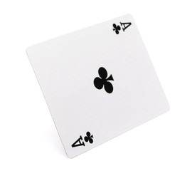 Playing cards, ace of club isolated on white background with clipping path, series
