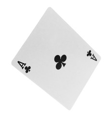 Playing cards, ace of club isolated on white background with clipping path, series