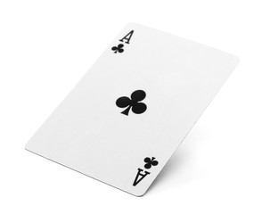 Playing cards, ace of club isolated on white background with clipping path, series