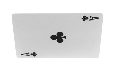 Playing cards, ace of club isolated on white background with clipping path, series