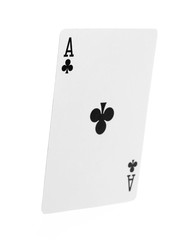 Playing cards, ace of club isolated on white background with clipping path, series
