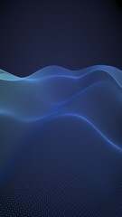 Abstract landscape on a blue background. Cyberspace grid. hi tech network. 3d technology illustration. Vertical image orientation. 3D illustration
