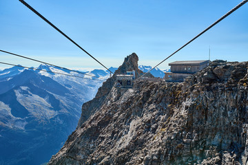 Overhead Cable Car / Ropeway at Glacier of Tux in the Alps of Austria - Europe