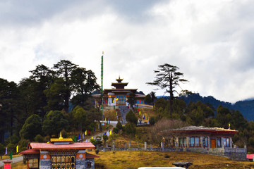 Druk Wangyal Monastery with a beautiful cloudy background