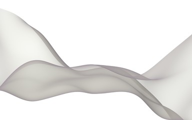 Green color scarf. Abstract green wave. Bright green ribbon on white background. Abstract green color smoke. Raster air background. 3D illustration