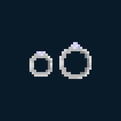 Fototapeta premium Pixel silver wedding rings.8bit.