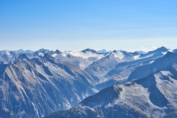 Mountain Range with glaciers in the Alps of Tux between Austria and Italy in Europe