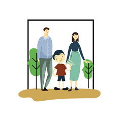 Happy Family Day Cartoon 2 D vector Template Design Illustration
