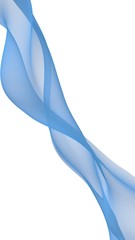 Abstract blue wave. Blue scarf. Bright blue ribbon on white background. Abstract smoke. Raster air background. Vertical image orientation. 3D illustration