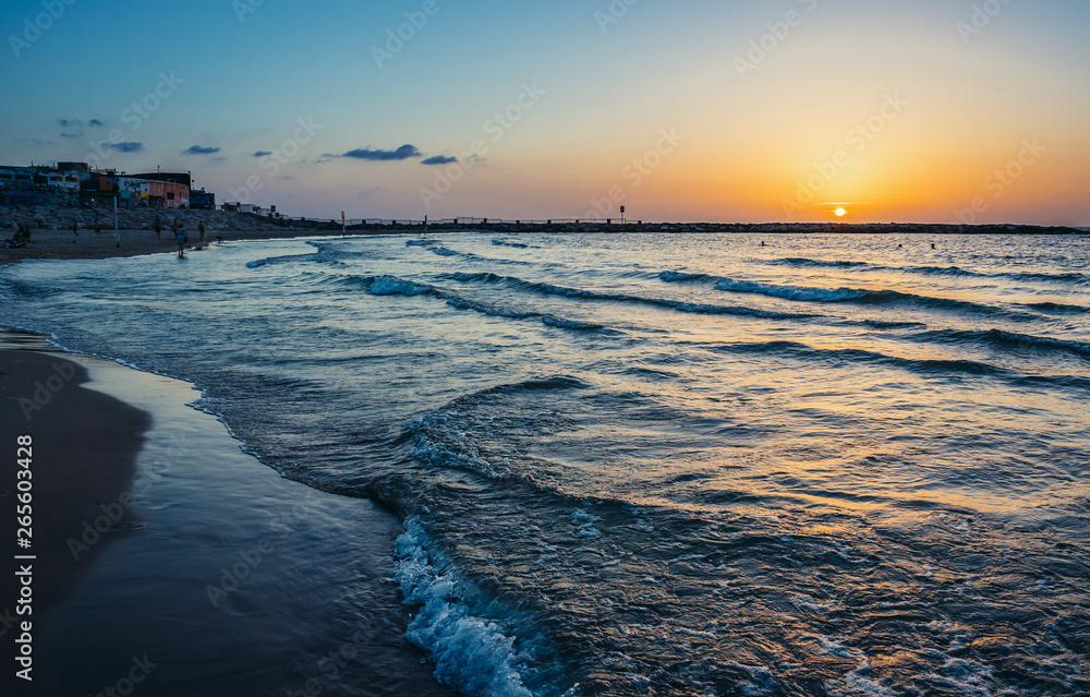 Wall mural The sun sets over the Mediterranean Sea, Israel