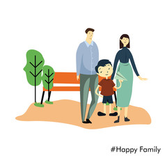 Happy Family Day Cartoon 2 D vector Template Design Illustration