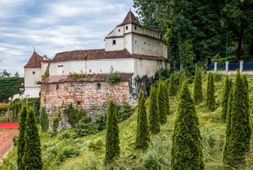 Fototapeta na wymiar So called Weaver's Bastion of historical city walls in Brasov, Romania