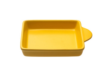 plate yellow on white background clear and without depth of field with clipping path
