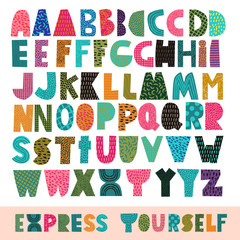 Express yourself vector papercut alphabet for collage