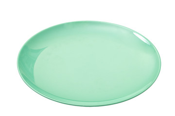 plate green on white background clear and without depth of field with clipping path