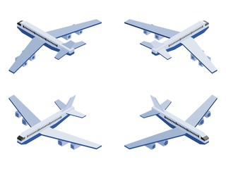 isometric plane in different angles on white