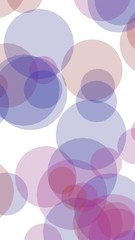 Multicolored translucent circles on a white background. Pink tones. 3D illustration